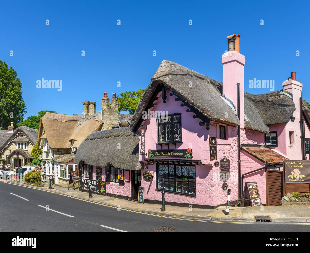 La strada attraverso il vecchio villaggio, Shanklin, Isle of Wight, Regno Unito Foto Stock