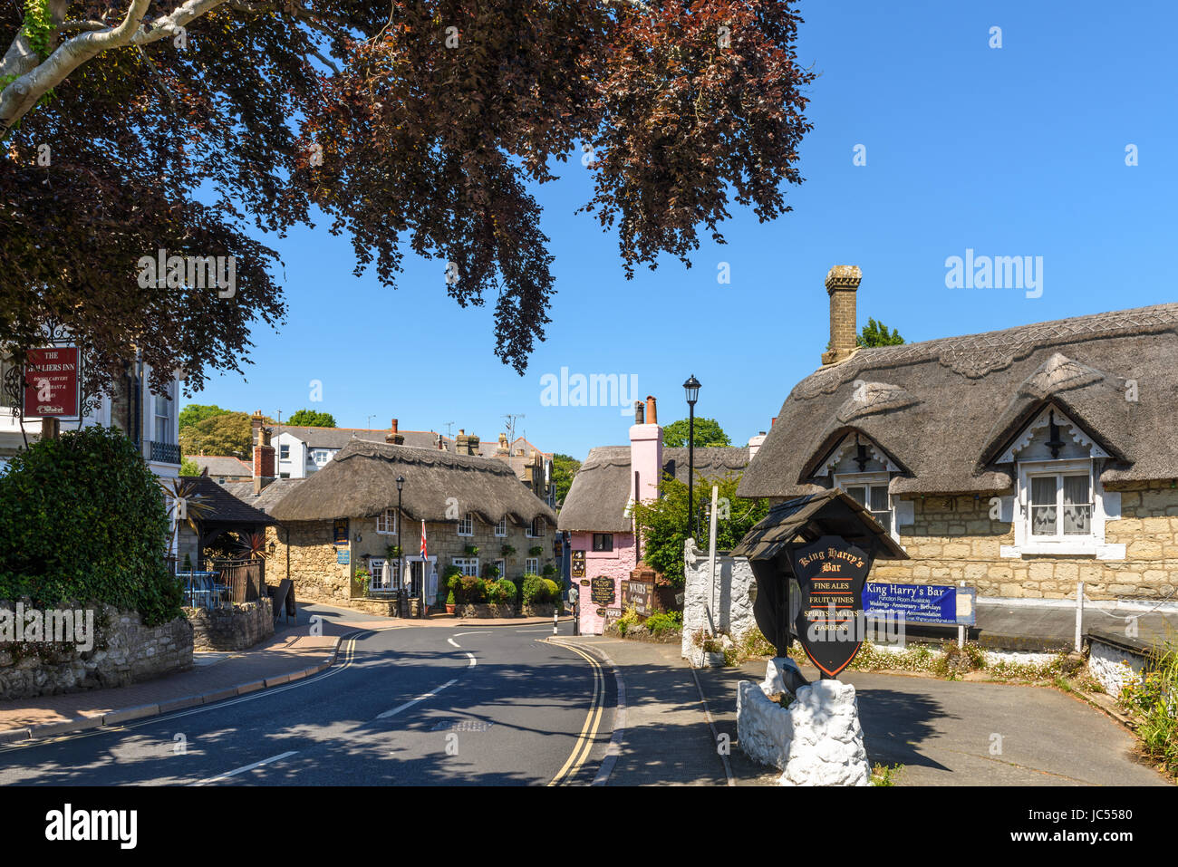 La strada attraverso il vecchio villaggio, Shanklin, Isle of Wight, Regno Unito Foto Stock