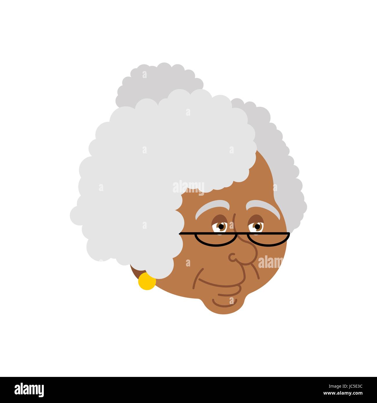 Nonna ritratto afro-americano. Vecchia donna faccia. crone isolato. gammer con gli occhiali Illustrazione Vettoriale