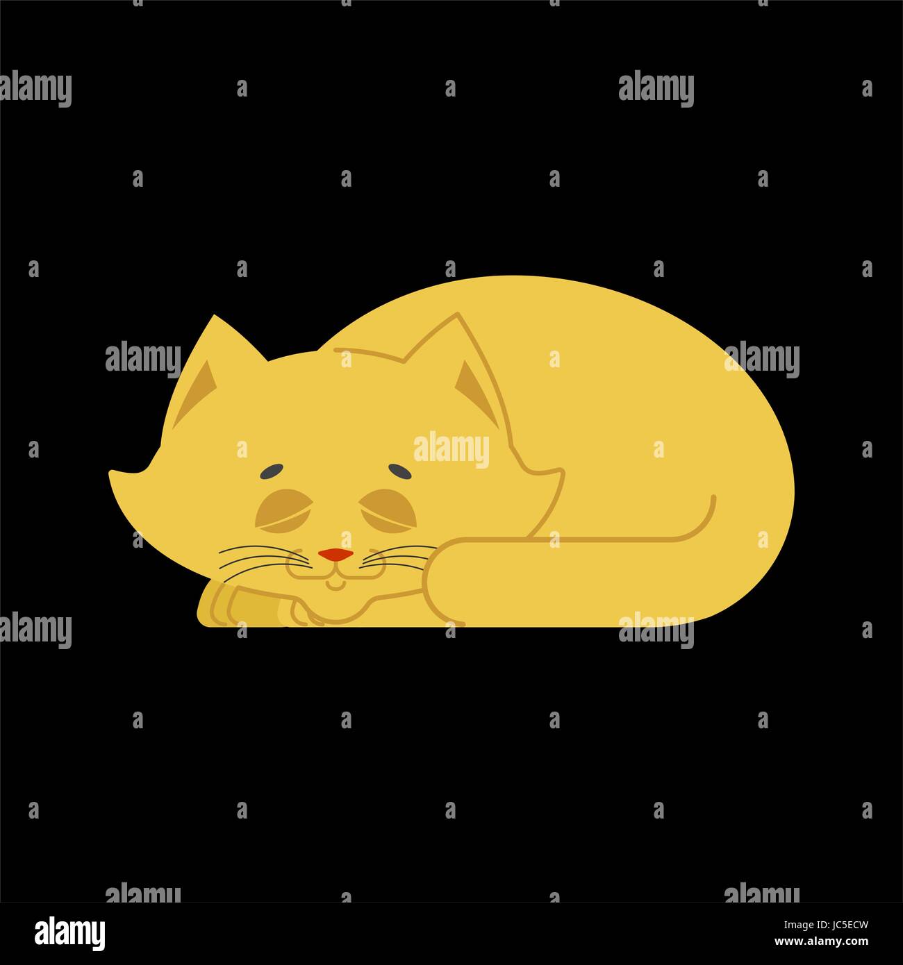 Gatto pelo giallo isolato. gattino essere addormentato. dormire pet Illustrazione Vettoriale