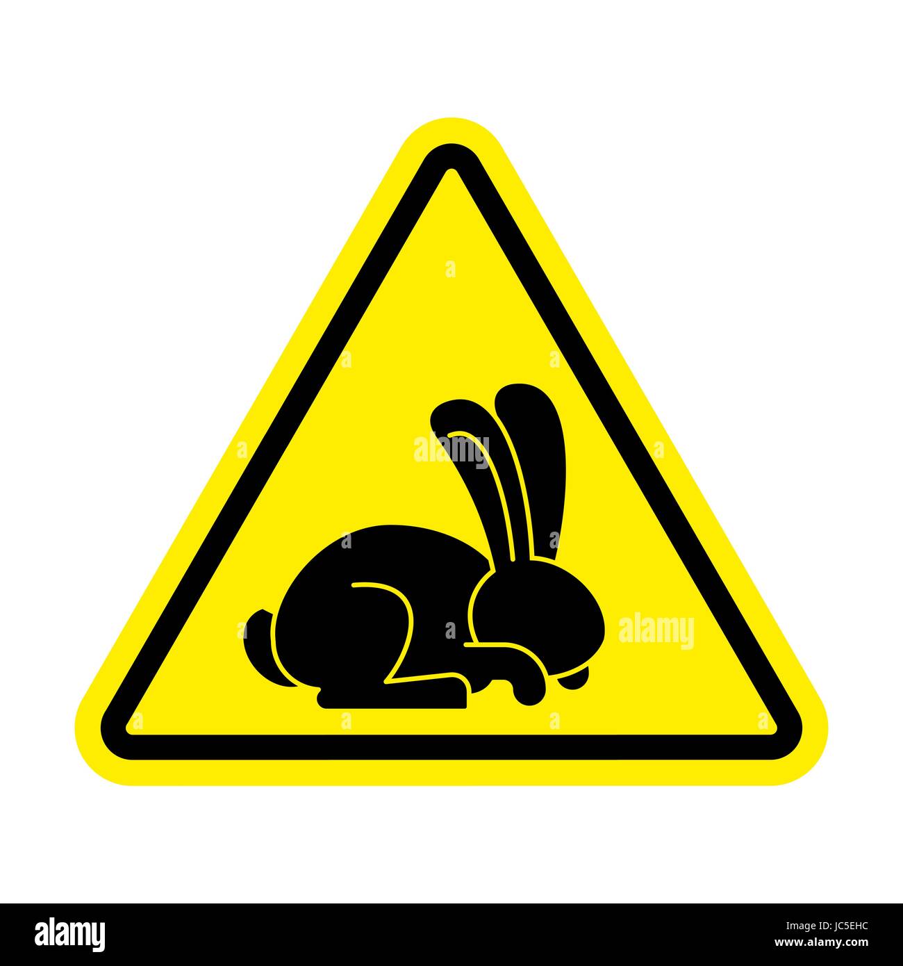 Smettere di pelliccia sigillo bianco. bansmall vitello di mare è vietato. Il giallo di divieto cartello stradale Illustrazione Vettoriale