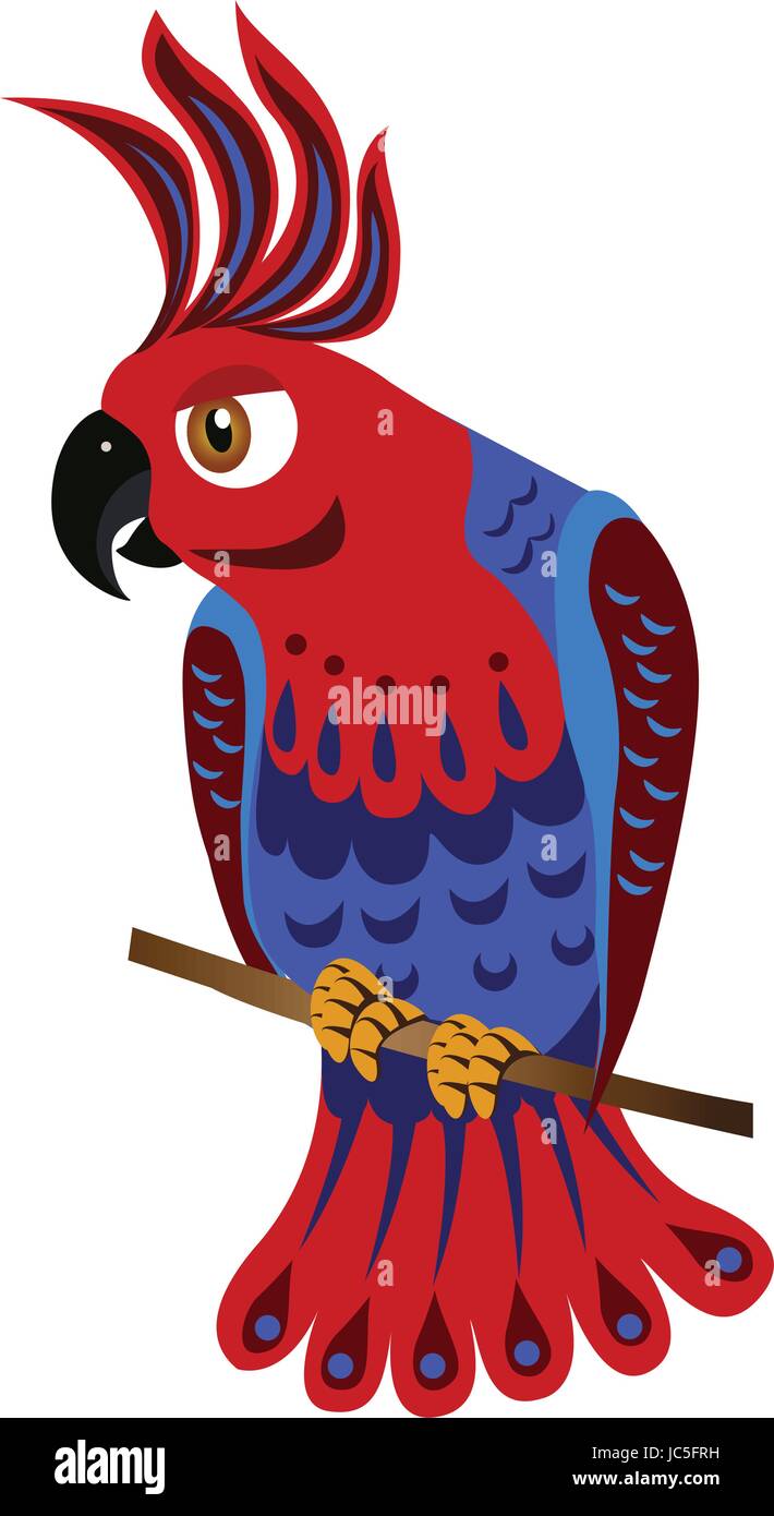 Pappagallo colorato dipinto su uno sfondo bianco illustrazione vettoriale Illustrazione Vettoriale