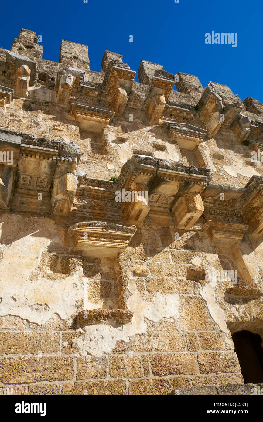 L'antico teatro romano di Aspendos, costruita dall'imperatore Marco Aurelio. Costa Mediterranea, Antalya.La Turchia Foto Stock