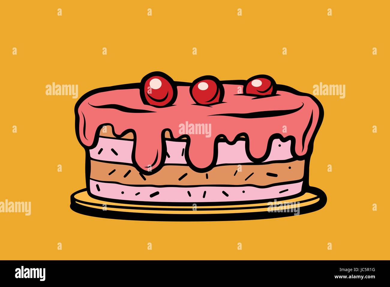 Cherry Berry torta. Fumetto cartone animato in stile pop art vettore retrò colore disegno illustrativo Illustrazione Vettoriale