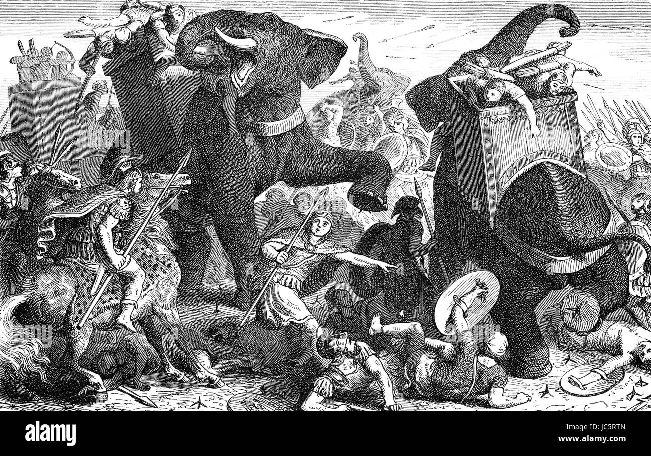 La battaglia di Gaza, terza guerra dei Diadochi tra Tolomeo e Seleucus contro Demetrio, 312 BC Foto Stock