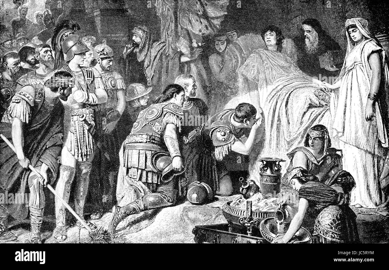 La morte di Alessandro Magno nel 323 A.C. Foto Stock