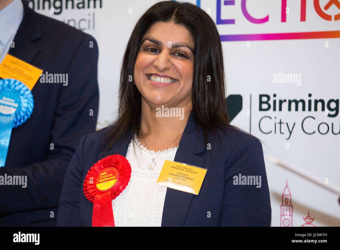 La manodopera MP Shabana Mahmood trattenere il suo Birmingham Ladywood sede presso le elezioni generali di giugno 2017 Foto Stock