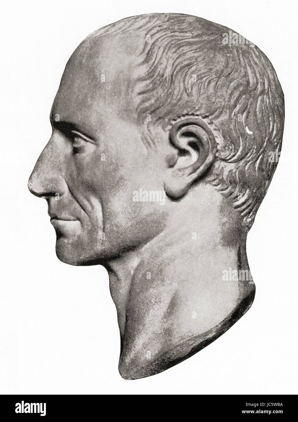 Caio Giulio Cesare, 100 BC - 44 BC, aka Giulio Cesare. Politico romano, generale e notevole autore di prosa latina. Da Hutchinson nella storia delle nazioni, pubblicato 1915. Foto Stock