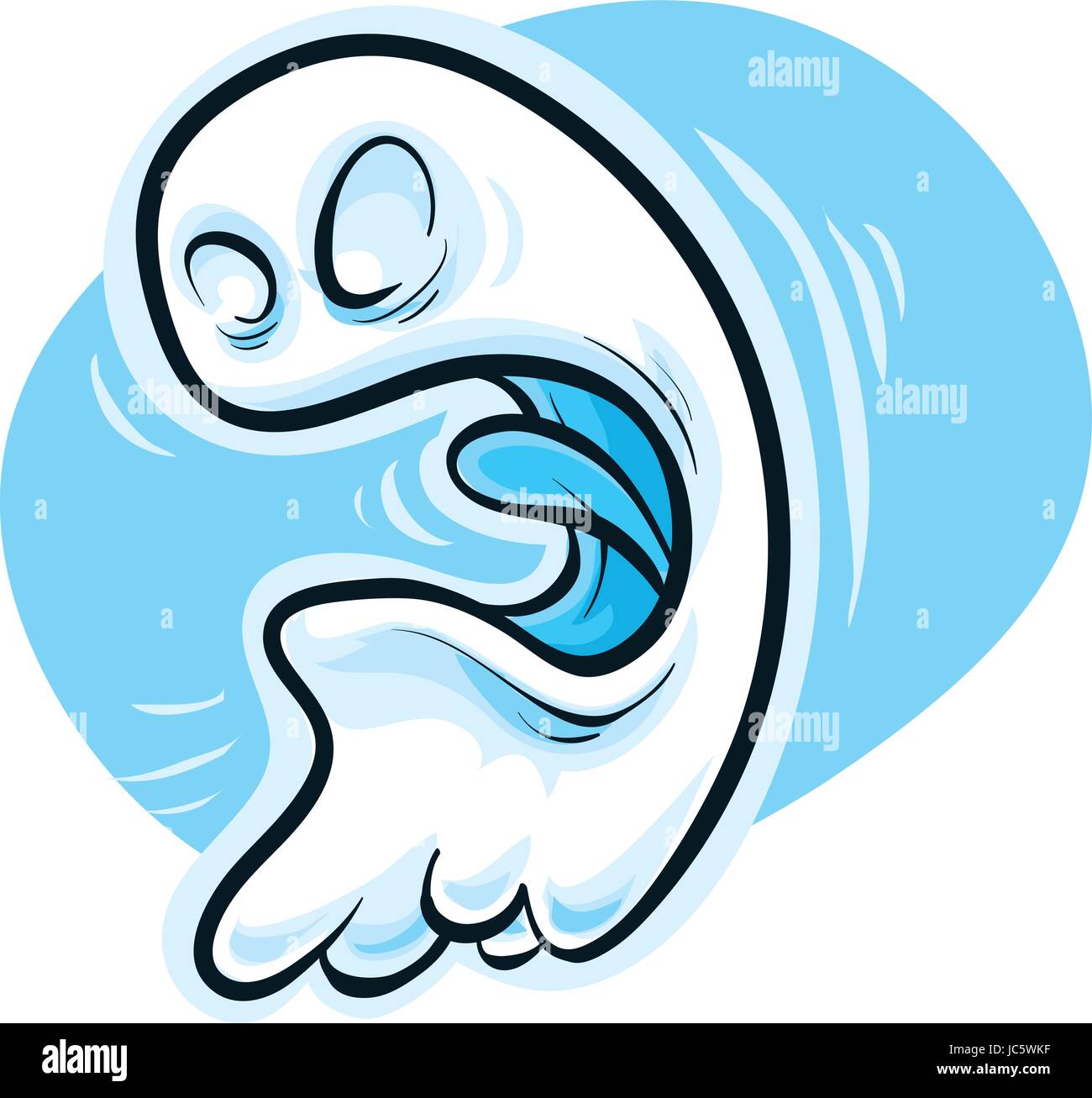 Un cartoon fantasmi reagisce con una forte emozione. Illustrazione Vettoriale