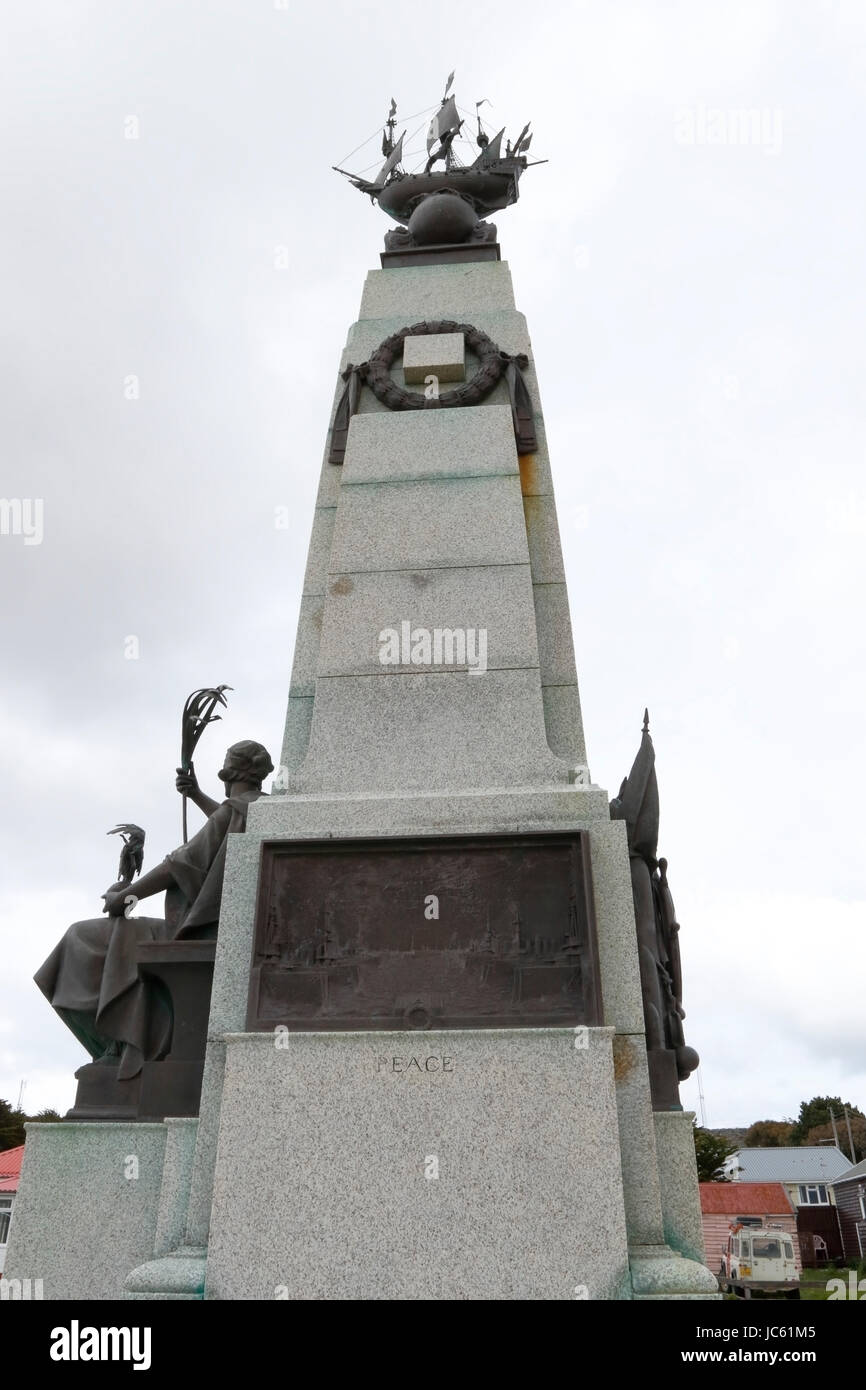 Monumento alla battaglia di teh Falklands nella guerra mondiale I, Stanley, Isole Falkland Foto Stock