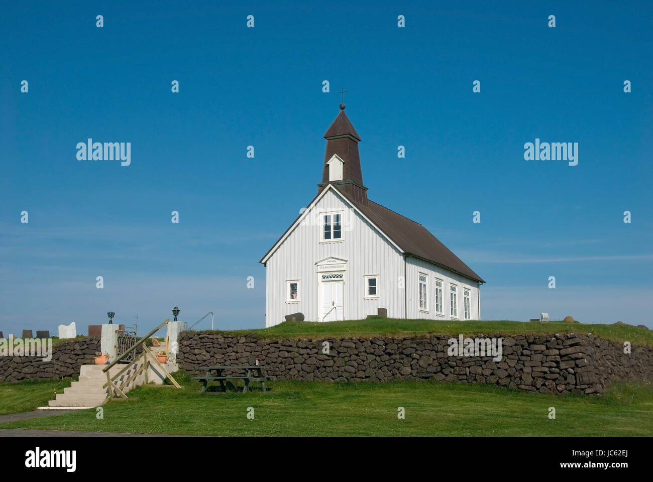 L'Europa, l'Islanda, l'Islanda, la penisola di Reykjanes, chiesa, Strandarkirkja, chiesa dei marinai, spiaggia chiesa, Europa, Isola, Reykjanes Halbinsel, Kirch Foto Stock