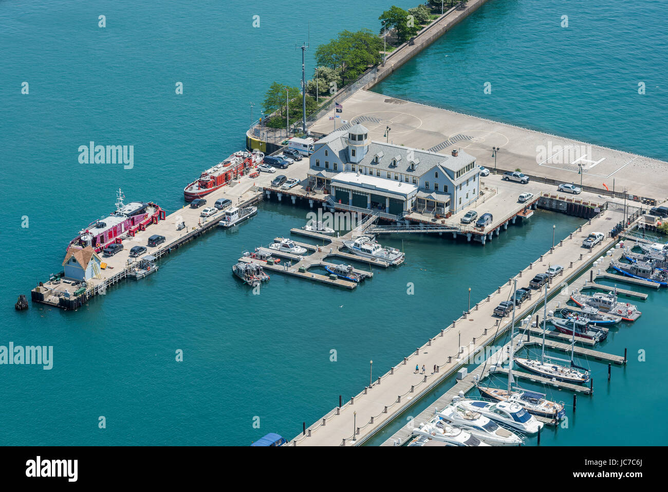 Dettaglio antenna di Chicago Marine stazione di sicurezza Foto Stock
