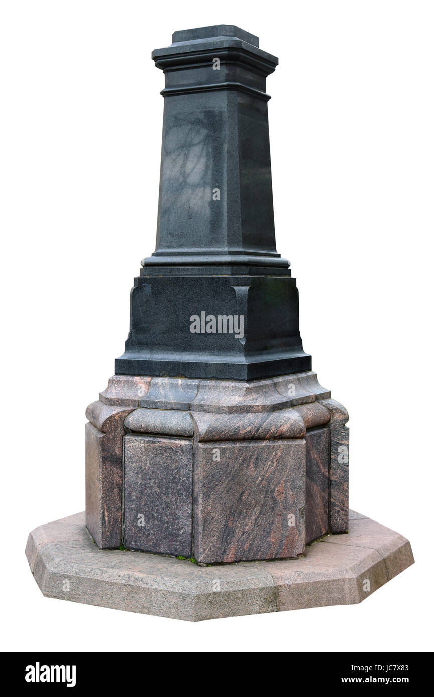 Il piede di colonna del vecchio nessun nome edificio storico è fatta di nero e granito rosso. Isolato con patch Foto Stock