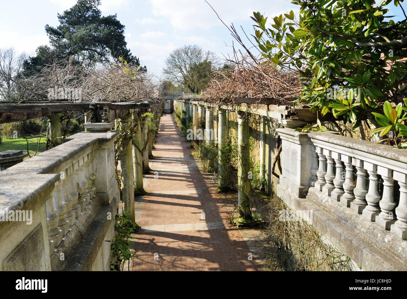 Percorso giardino orlato con cemento Foto Stock