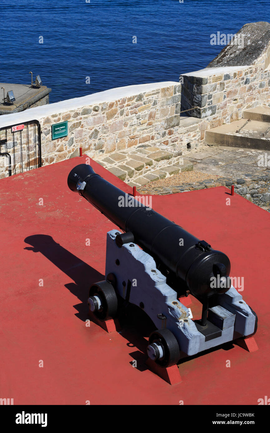 Castle Cornet Gun Salute, St. Peter Port Guernsey, Isole del Canale, Europa Foto Stock