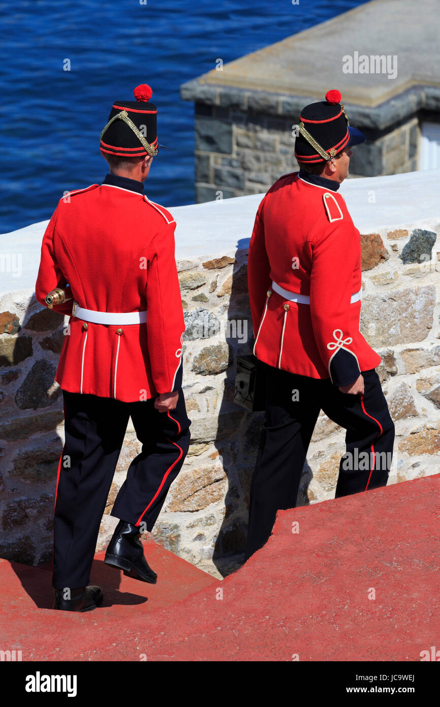 Castle Cornet Gun Salute, St. Peter Port Guernsey, Isole del Canale, Europa Foto Stock