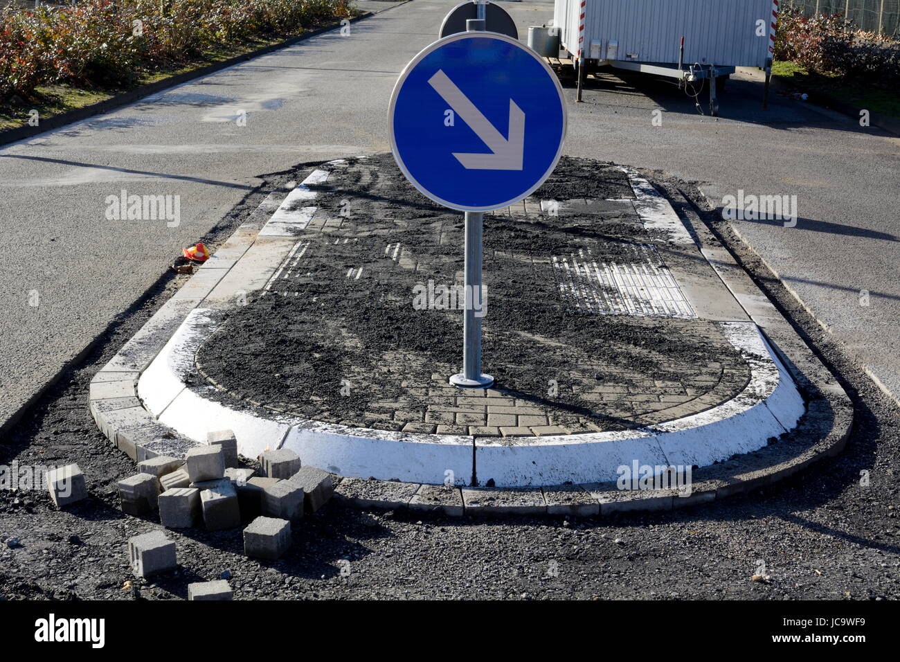 Costruzione di barrie libero sentiero pedonale di circa Foto Stock