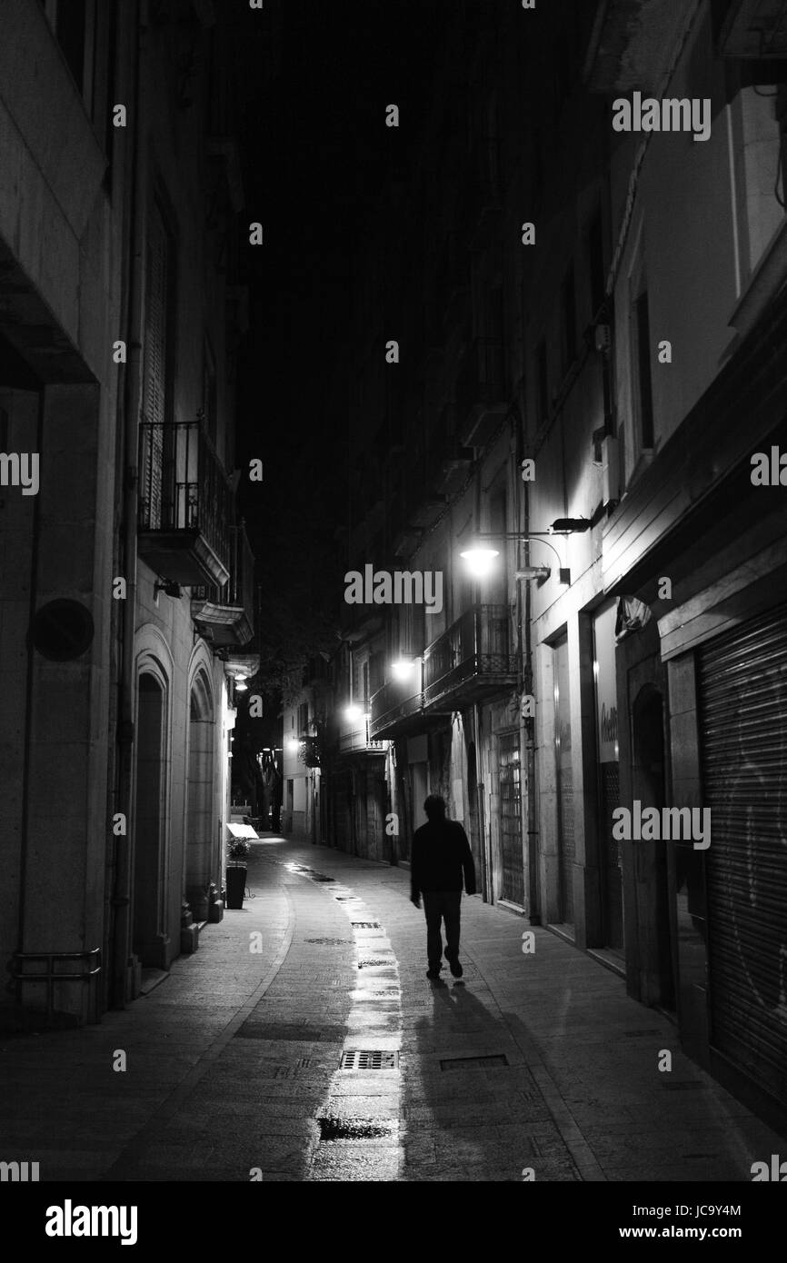 Riprese notturne in Girona Foto Stock