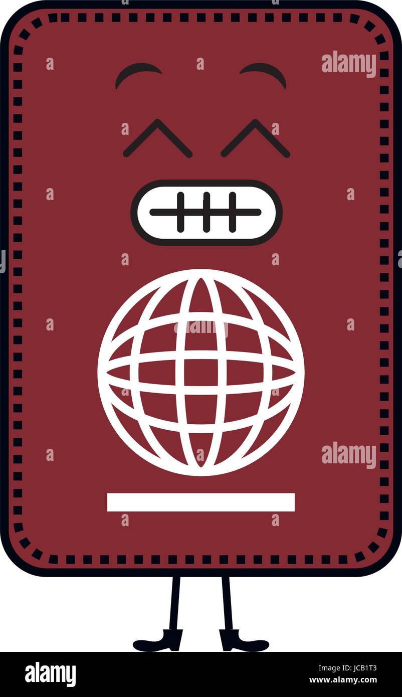 Passaporto Documento kawaii carattere Illustrazione Vettoriale