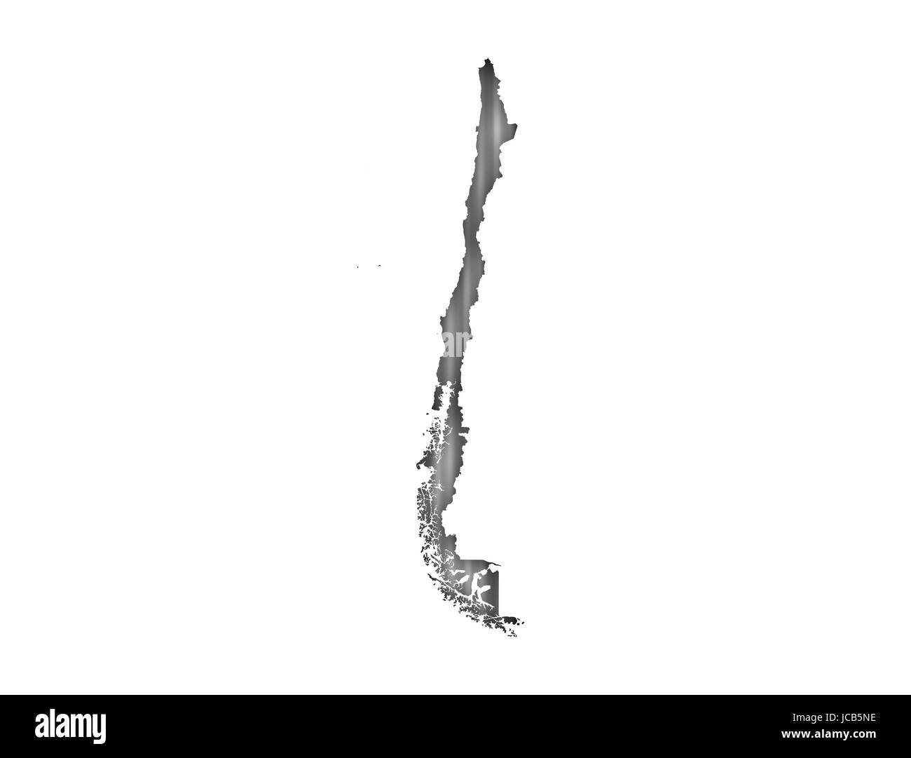 Mappa di Cile su ferro corrugato Foto Stock