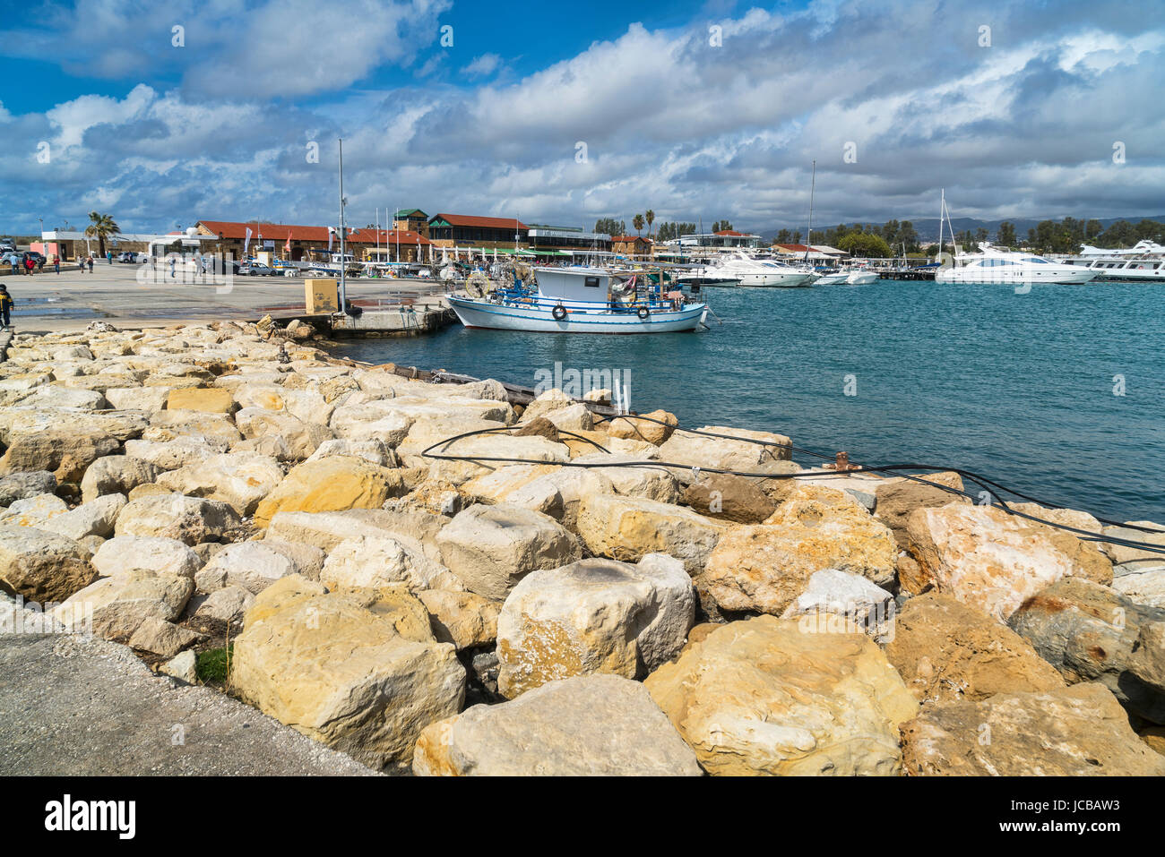 Porto di Pafo e area turistica, fronte mare, Cipro Foto Stock