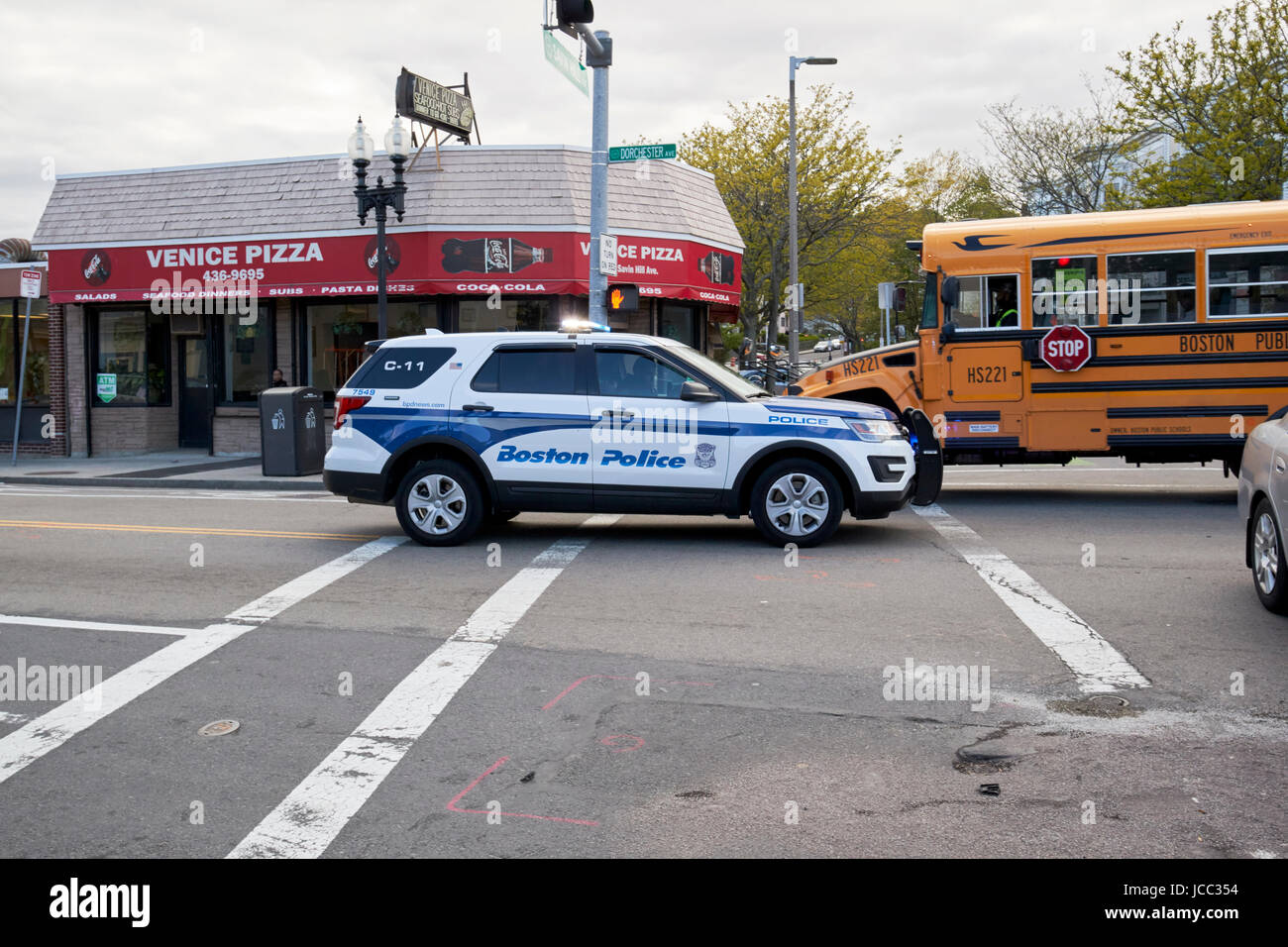 La polizia di polizia ford interceptor suv veicolo patrol su chiamata Boston STATI UNITI D'AMERICA Foto Stock