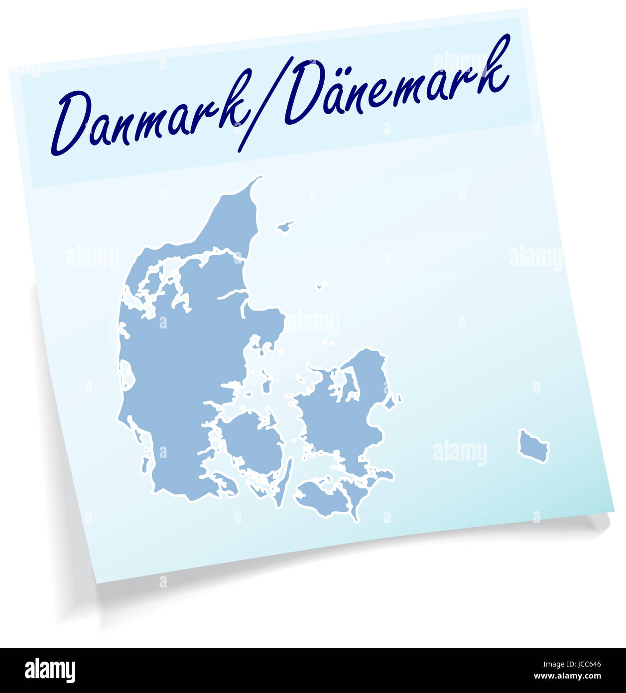 Daenemark als Notizzettel in Blau Foto Stock