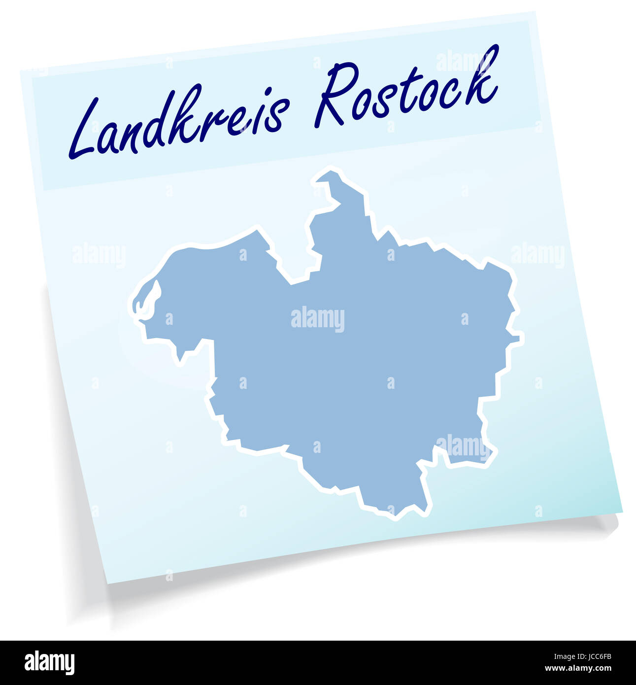 Rostock als Notizzettel in Blau Foto Stock