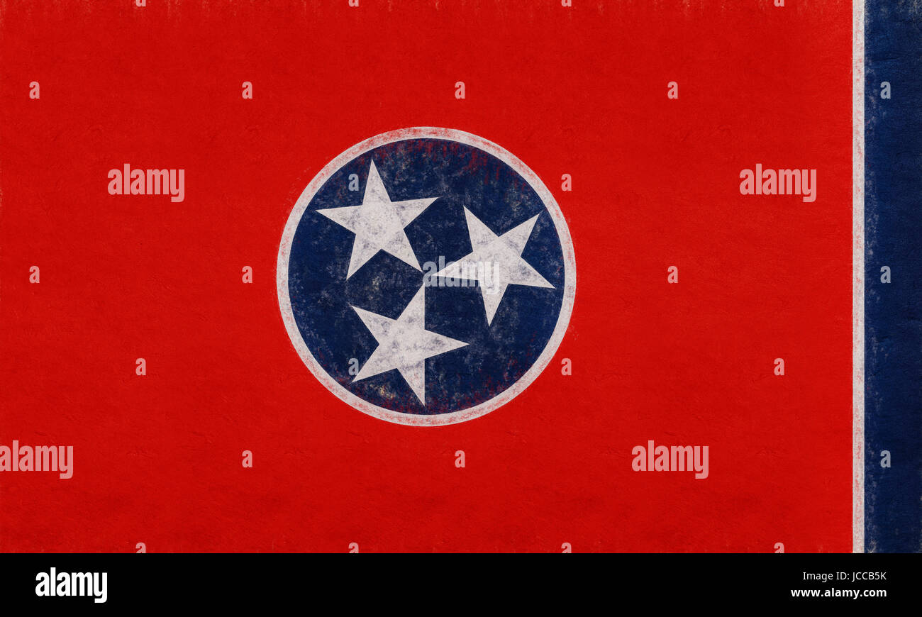 Illustrazione di un flag di stato del Tennessee in America con un look grunge. Foto Stock