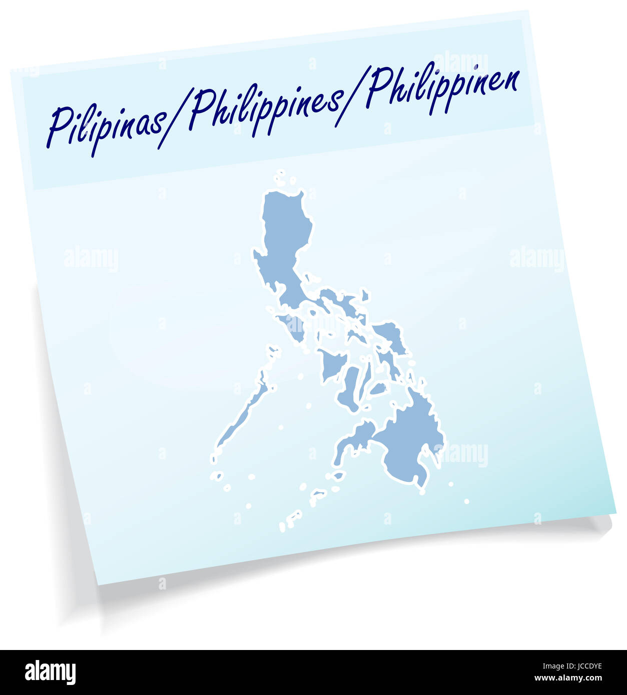 Philippinen als Notizzettel in Blau Foto Stock