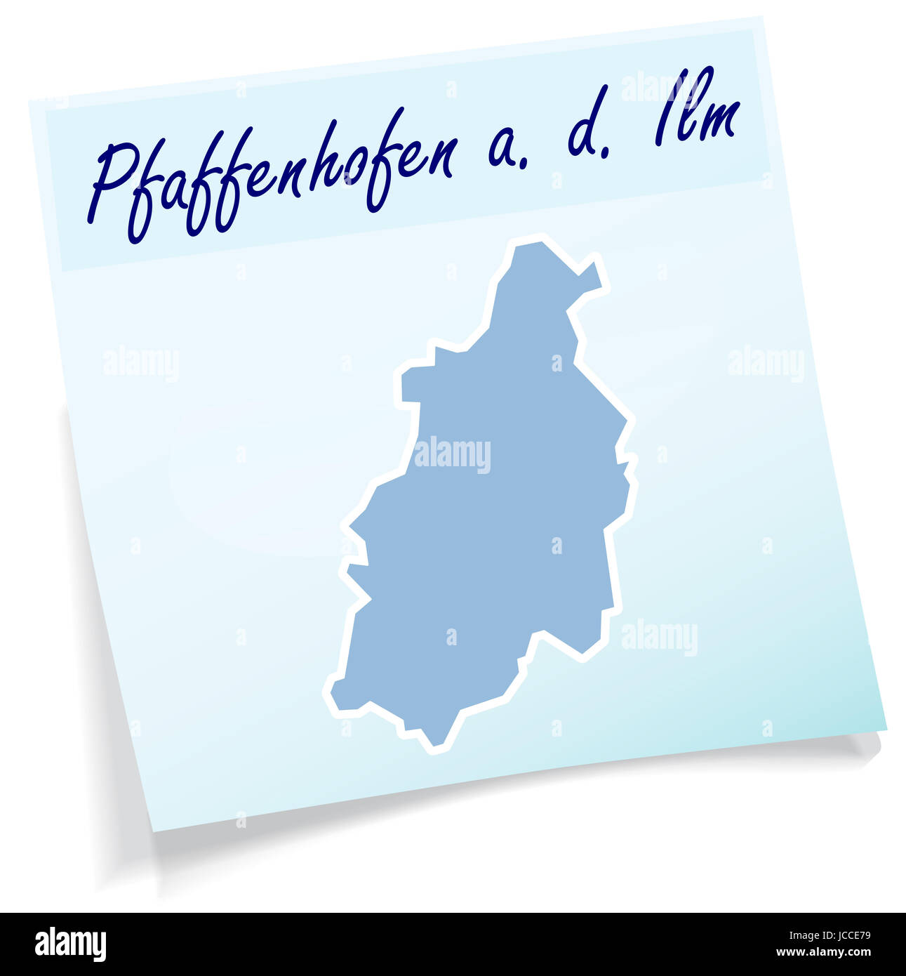 Pfaffenhofen als Notizzettel in Blau Foto Stock