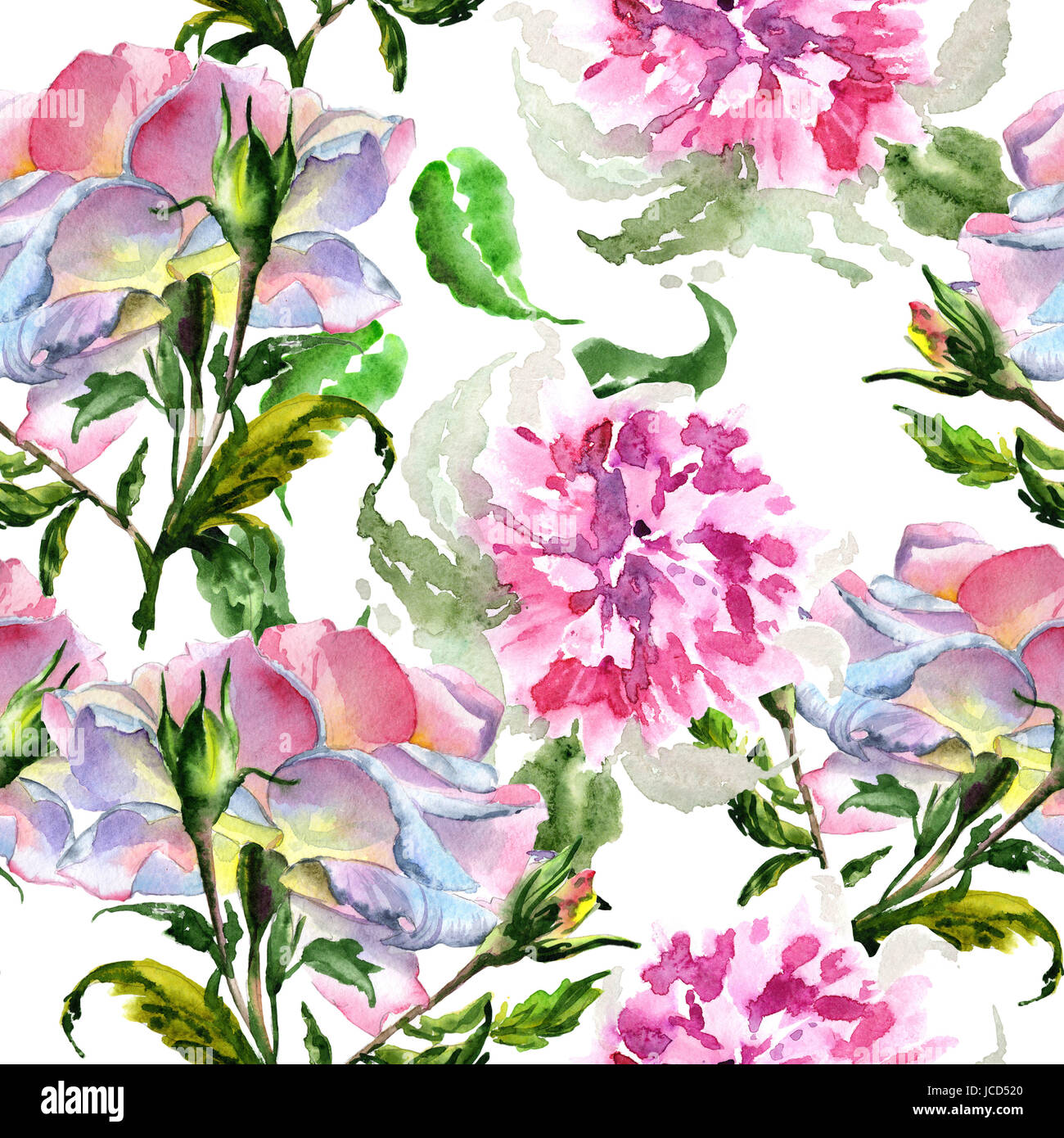 Millefiori peonia flower pattern in un stile acquerello isolato. Aquarelle  selvaggio fiore per lo sfondo, texture, pattern wrapper, cornice o telaio  Foto stock - Alamy