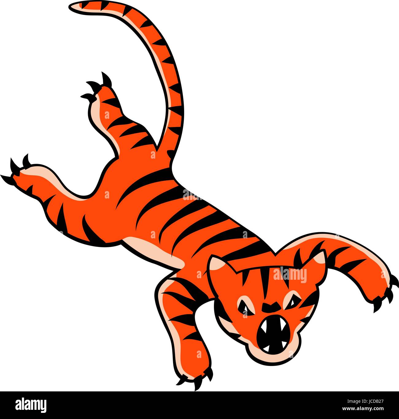 Vettore modificabile cartoon di una feroce tiger saltando Illustrazione Vettoriale
