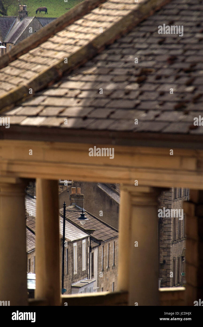 Dettaglio del Mercato Vecchio edificio a croce, Barnard Castle, nella contea di Durham Foto Stock