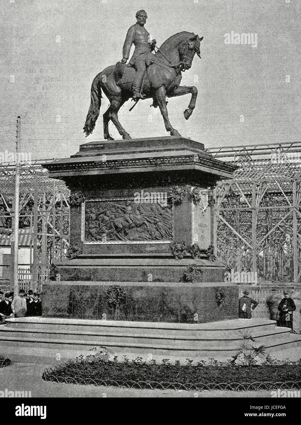 Juan Prim (1814-1870). Politico spagnolo e militari. Statua equestre nel parco della Cittadella, Barcellona, inaugurato nel 1887 e distrutta nel 1936. Foto Stock