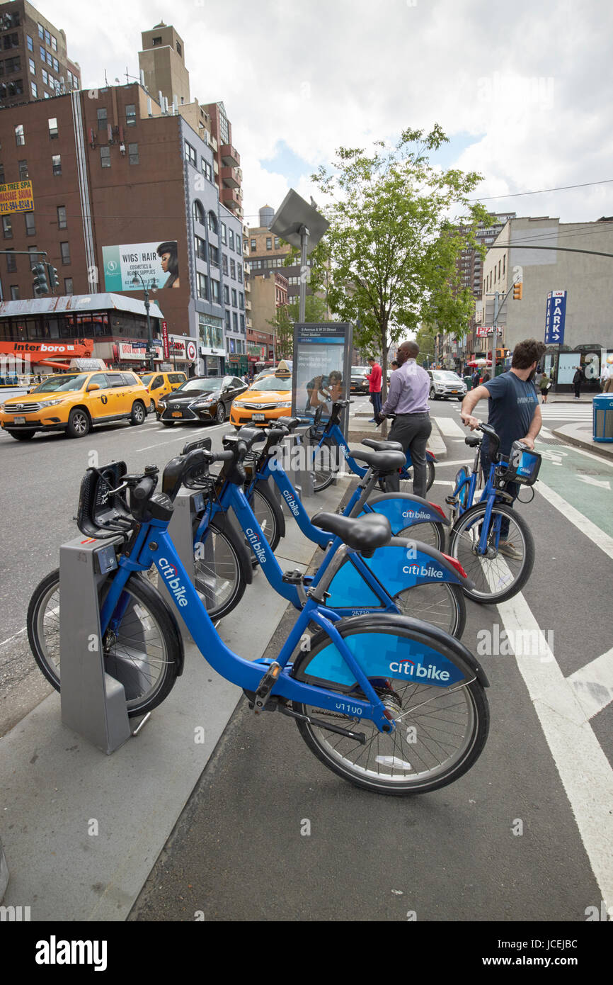 Citibike bike sharing station New York City USA Foto Stock