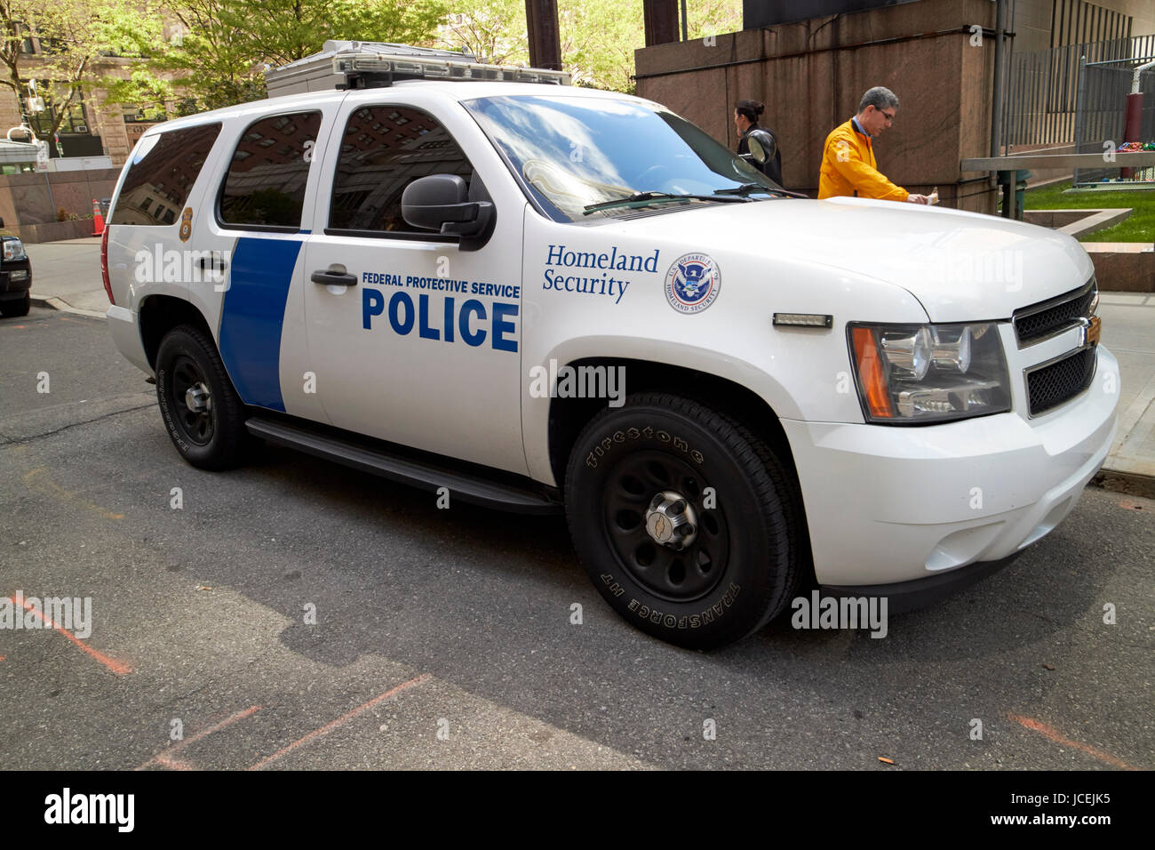 Federale di polizia di protezione homeland security chevy veicolo suv New York City USA Foto Stock