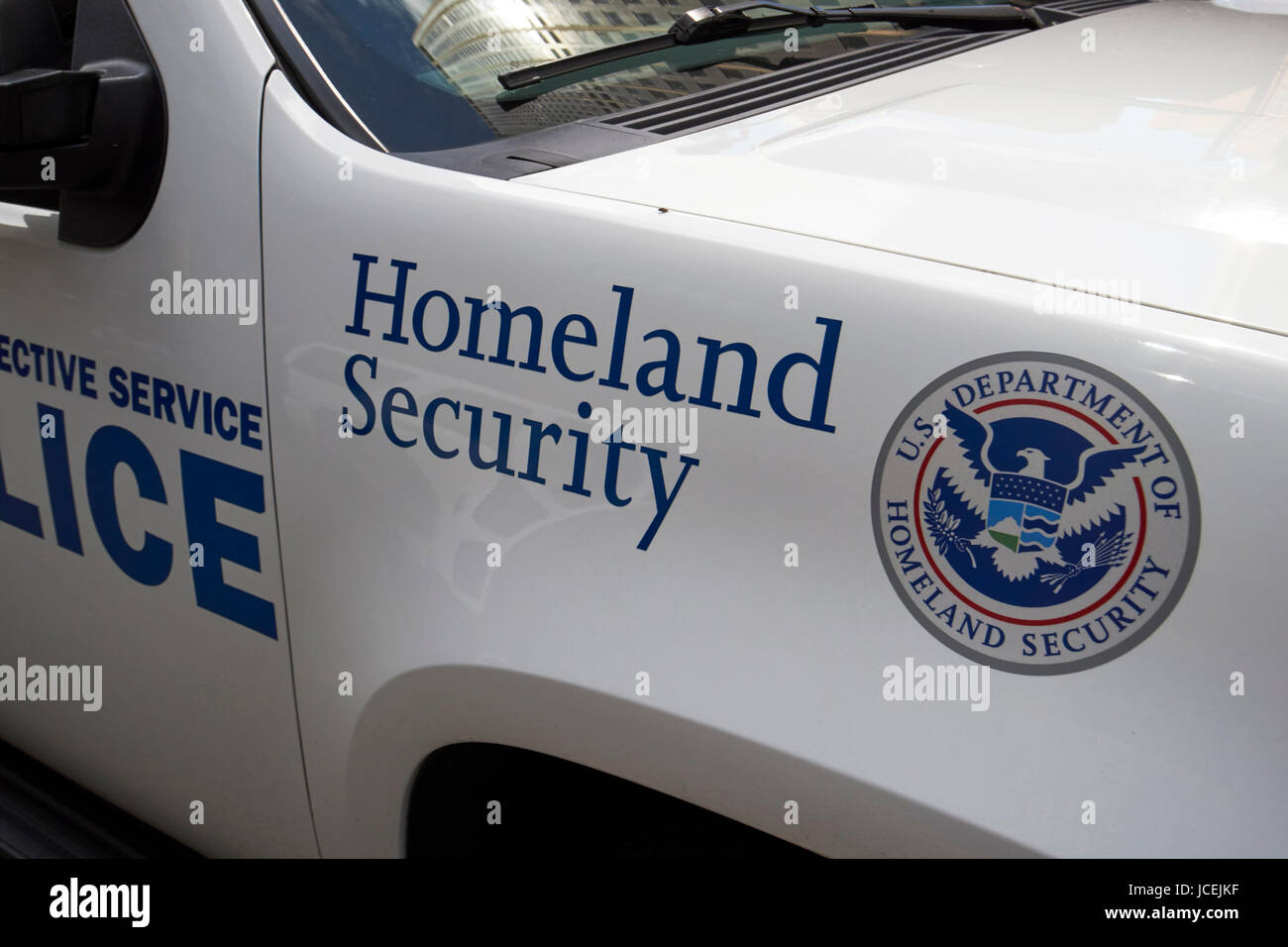 Homeland security logo sul veicolo New York City USA Foto Stock