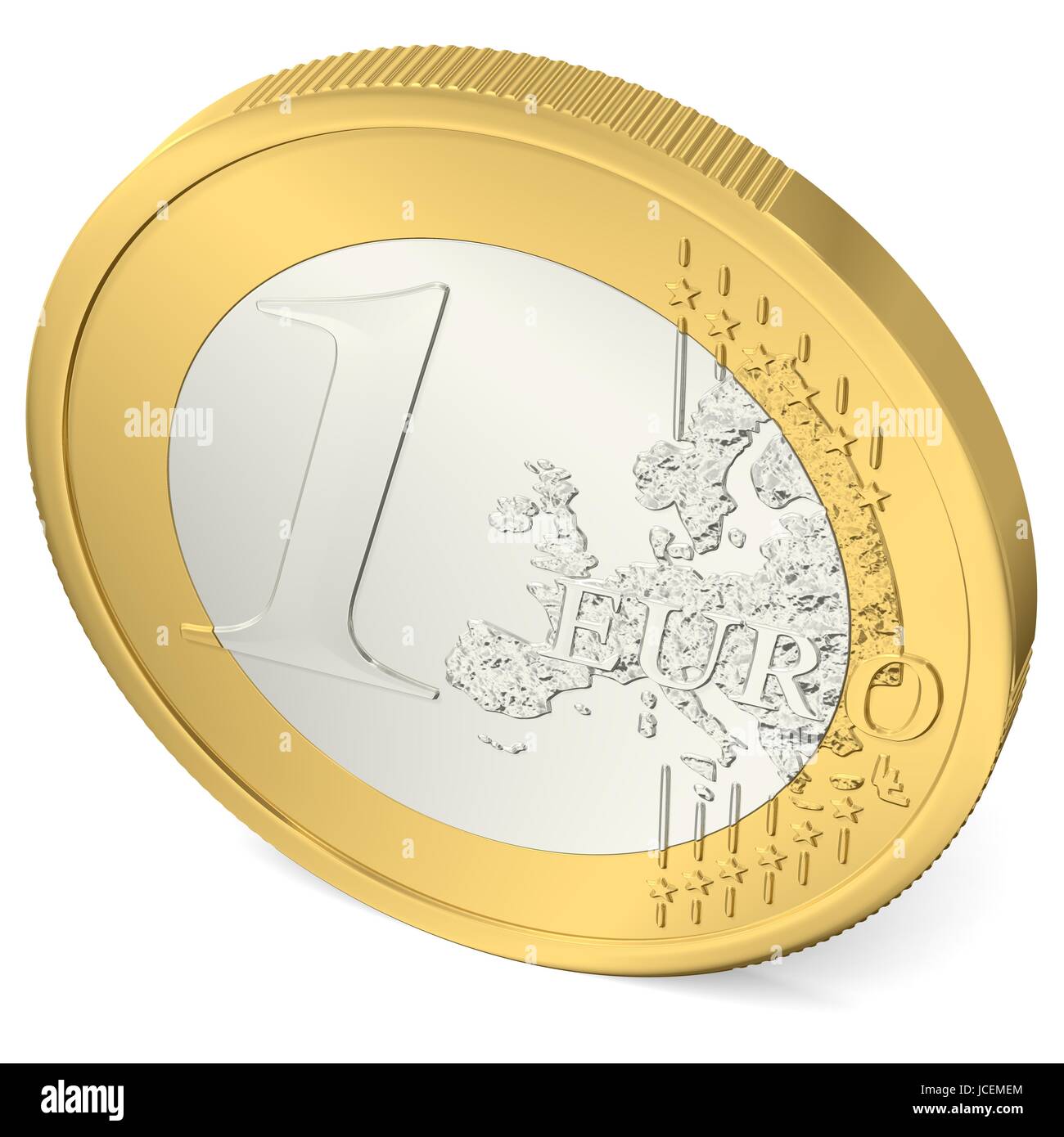 Ein Euro Münze von oben Foto Stock