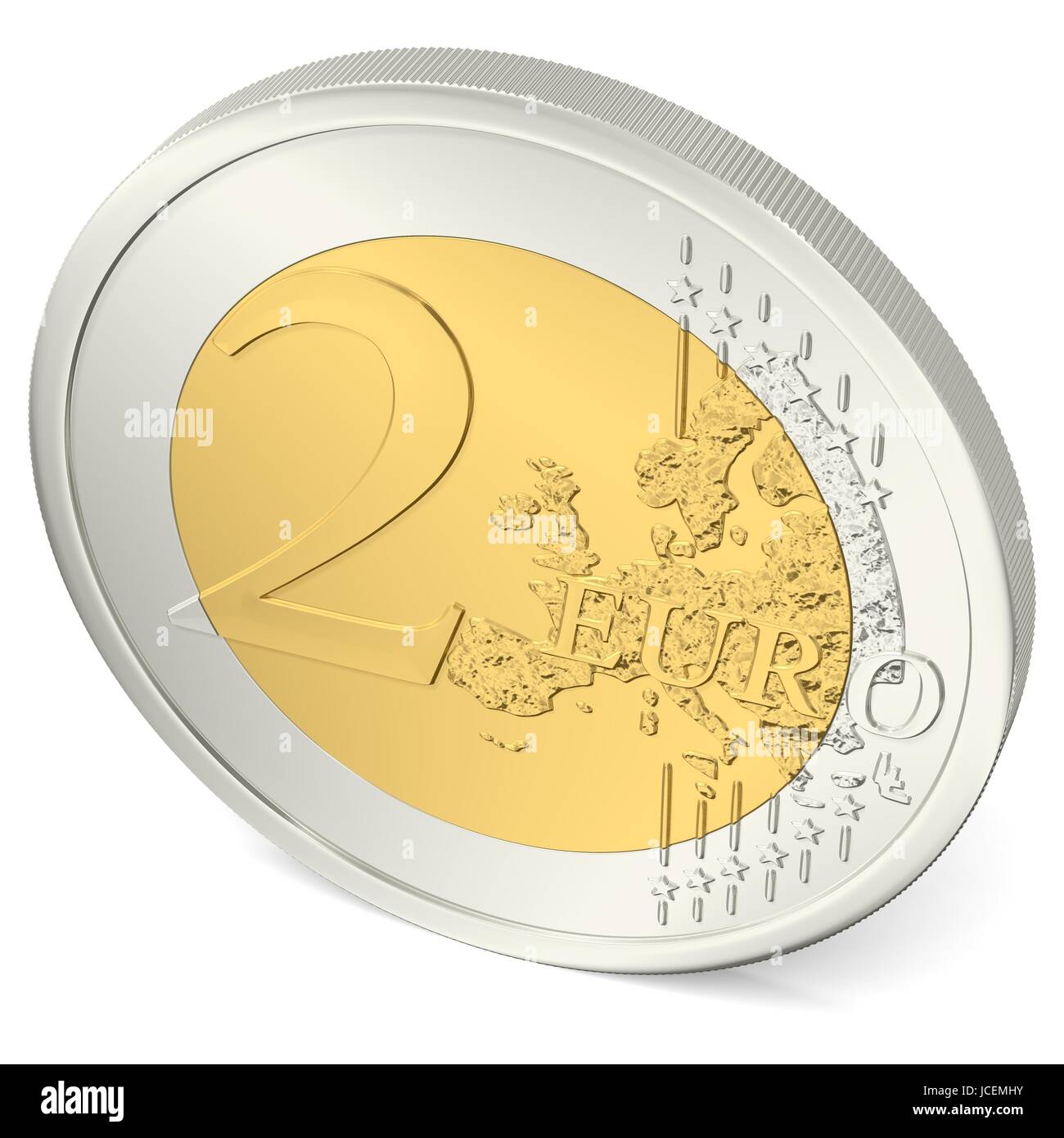 Zwei Euro Münze von oben Foto Stock