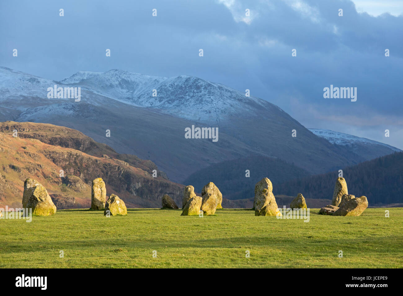 Castlerigg Stone Circle Near Keswick, Cumbria, England, Regno Unito Foto Stock