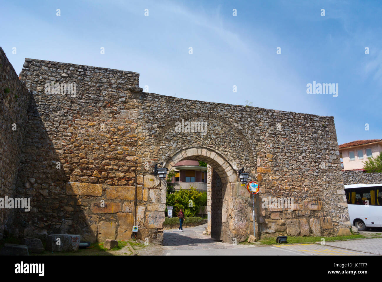 Gorna porta, porta superiore, al di fuori della città vecchia, Ohrid Macedonia Foto Stock