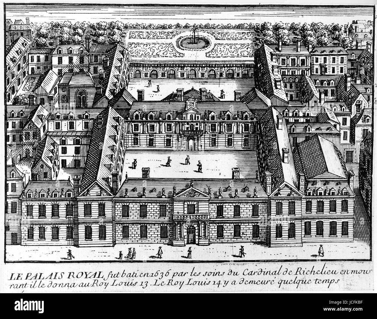 Il Palais Royal, ex Palais-Cardinal. Dato dal cardinale di Richelieu a re Luigi XIII dopo la sua morte del xvii secolo incisione Foto Stock