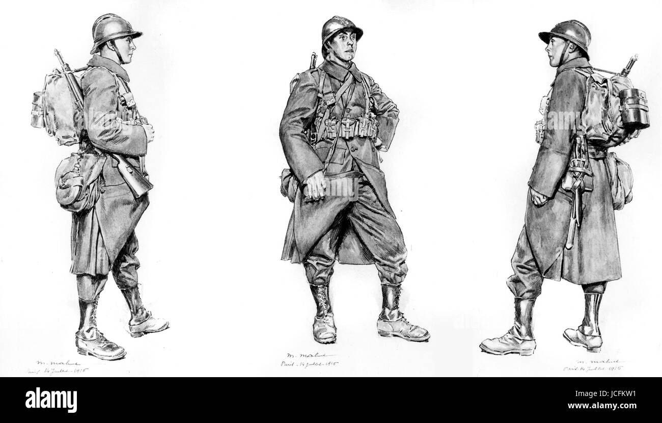 Soldati francesi della I Guerra Mondiale 1914 Foto Stock