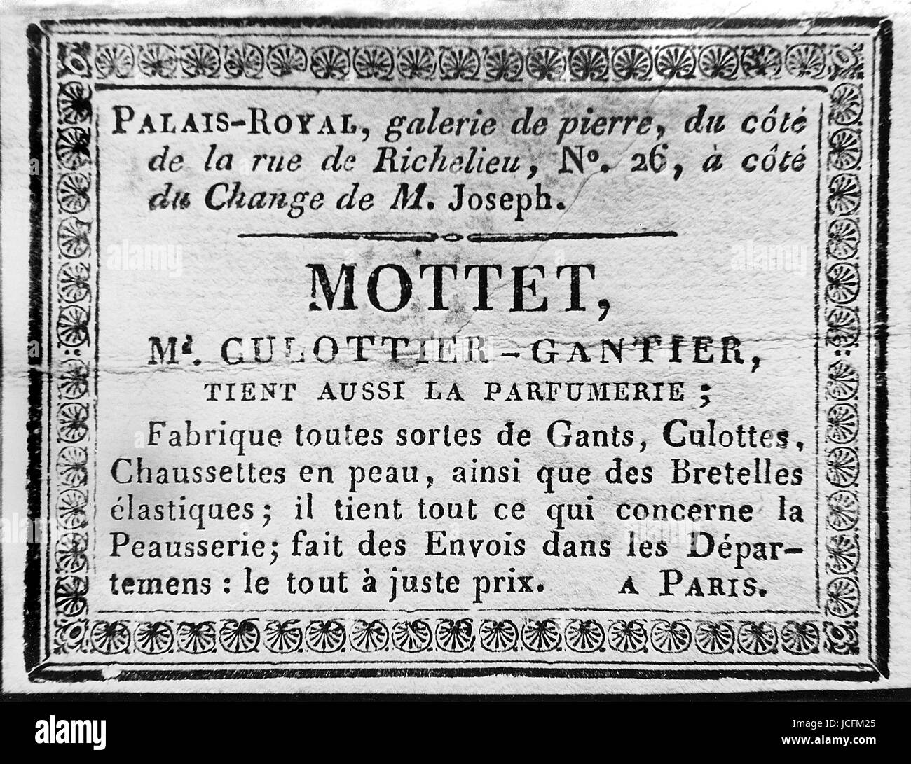 Primo Impero negozi eleganti di Parigi, Francia pantaloni Master maker e profumiere Foto Stock