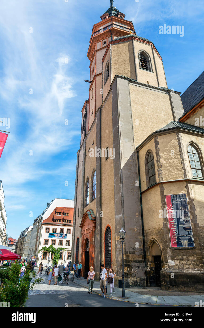 Nikolaikirche (la chiesa di San Nicola), Nikolaistraße, Lipsia, Sassonia, Germania Foto Stock