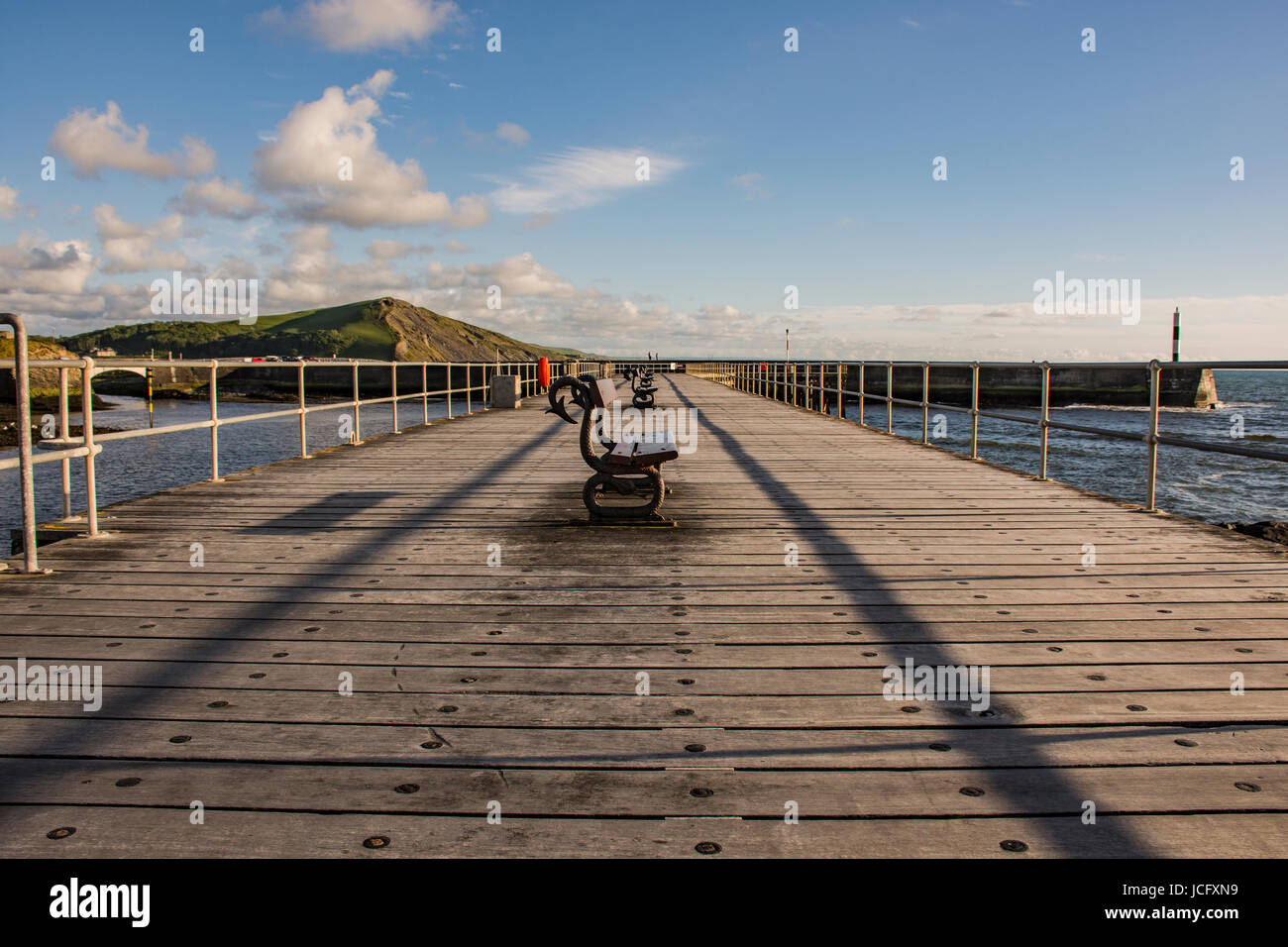 Il molo in legno, Aberystwyth South Beach Foto Stock