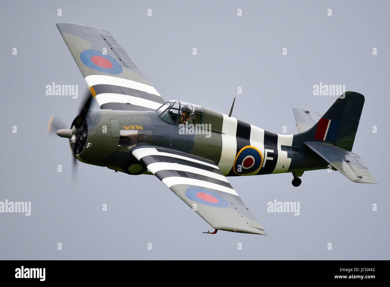 Grumman F4F Wildcat aereo da caccia in volo ad un airshow. Schema della Royal Navy della seconda guerra mondiale Grumman Martlet, nome britannico Foto Stock