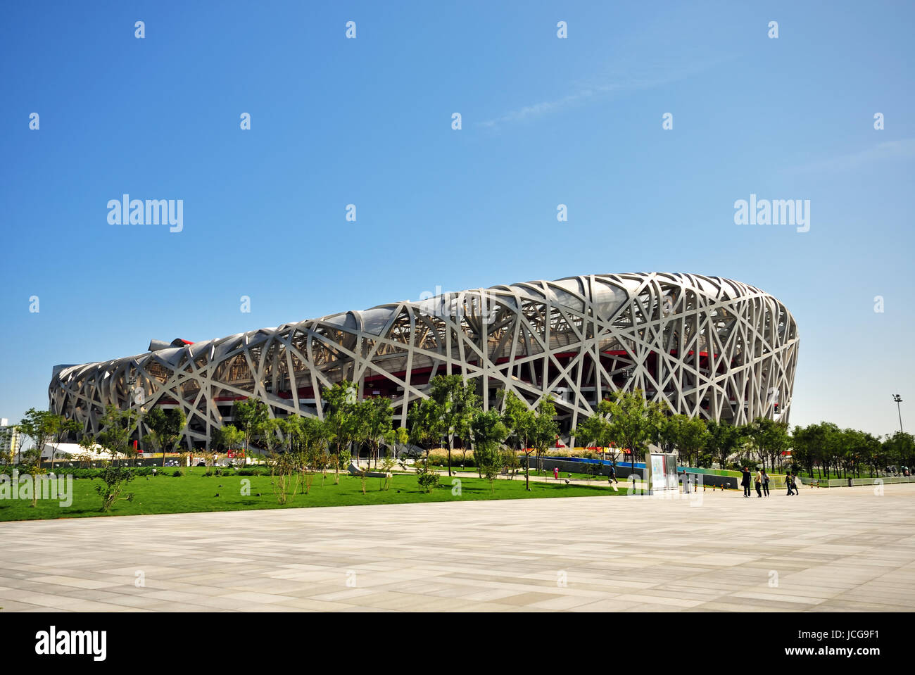 Pechino, Cina - 21 settembre 2009: esterne di Stadio Olimpico di Pechino Nazionale noto anche come Bird's Nest. Esso è stato progettato come stadio principale 2 Foto Stock