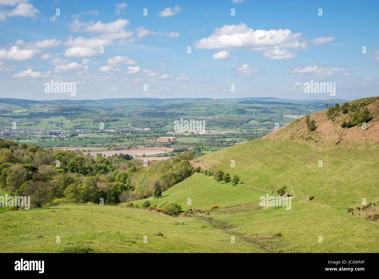 Bella giornata di sole vicino Llanbedr e Ruthin in colline di Moel Famau country park, il Galles. Foto Stock